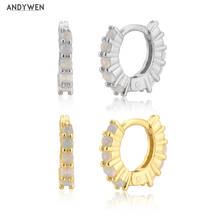 ANDYWEN 925 Sterling Silver Gold 6.2mm Opals Huggies Hoops Piercing Clips 2021 Pendiente Luxury Small Jewellry Pave Zircon CZ 2024 - buy cheap