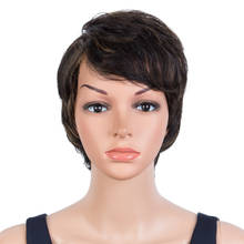 Trueme короткий парик из человеческих волос, текстурированные парики из человеческих волос для черных женщин, короткие современные волнистые волосы 2024 - купить недорого