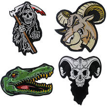 OX Crocodile Embroidery Clothes Patches for Clothing Stickers Garment Skull Badge Iron on Clothing DIY Punk Applique 2pc TH1948 2024 - buy cheap