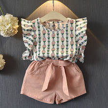 Conjuntos de ropa para niña, camiseta de manga con piña y pantalones cortos, 2 uds., trajes bonitos para bebé, ropa para niño 2024 - compra barato