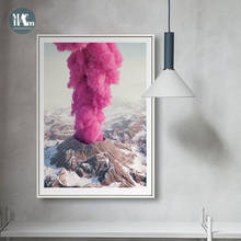 Скандинавская Настенная картина "Розовый вулкан", искусство на стену, ландшафт, настенные картины для гостиной, современное искусство, домашний декор 2024 - купить недорого