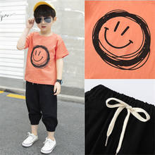 Children Clothing Summer Fashion Teen Boys Clothes smile face Print Outfit Kids Tracksuit For Boys Clothing Sets 6 8 10 12 Year 2024 - buy cheap