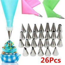 26Pcs/Set Silicone Pastry Bag Kitchen DIY Cake Icing Piping Cream Tools Reusable Pastry Bags + 24 Nozzle Cake Decorating Set 2024 - buy cheap