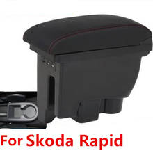 For Skoda Rapid Spaceback Armrest Box + 3USB Black Leather Center New Storage Box Modification 2024 - buy cheap