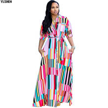 Plus Size Long African Dresses for Women Dashiki Fashion Stripe Africa Shirt Dress Skirt Lacing Robe Boubou African Clothing 2024 - buy cheap