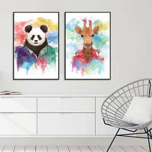 Póster abstracto de animales coloridos para pared, pintura en lienzo, del hogar para decoración moderna sala de estar, jirafa, Panda, ropa 2024 - compra barato