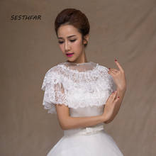 Bridal Wrap Lace Bride Shawl Season Hollow Wedding Dress Small Shawl Beige White Red Accessories PJ081 2024 - buy cheap