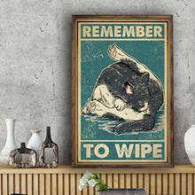 Кот для влюбленных не забудьте вытирать металлический жестяной знак постер для туалета знак для ванной железная живопись винтажный домашний декор 2024 - купить недорого