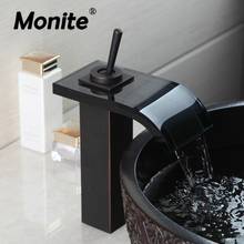 Monite negro ORB cascada Mezclador de Baño grifo de vidrio grifo de baño lavabo grifo de agua grifo mezclador grifo de latón sólido 2024 - compra barato