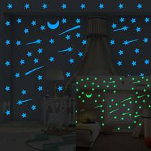 103 шт. светящиеся звезды метеорит Луна стикер стены для детской комнаты гостиной декоративные наклейки для спальни светится в темноте 3D стикер s 2024 - купить недорого