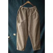 2021 New Arrival Summer Arts Style Women Loose Casual Elastic Waist Ankle-length Pants Cotton Linen Patchwork Harem Pants W241 2024 - buy cheap