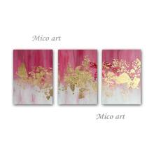 3 Pieces Abstract Canvas Oil Painting Modern 100% Handmade Gold Foil Canvas Wall Art Pictures For Living Room Home Decoration 2024 - buy cheap