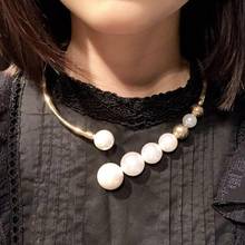 MANILAI-collares de perlas de imitación para mujer, gargantilla de aleación, colgantes largos, joyería de Metal para fiesta 2024 - compra barato