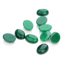 10 pçs/lote 18x25mm oval cabochons de pedra natural plana redonda verde cristal quartzo cabochão cameo para configurações de jóias em branco base 2024 - compre barato