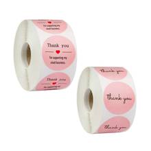 500 pcs/roll pink thank you black thank you sticker with heart  Pastry Heart Stickers  2 choices 2024 - buy cheap
