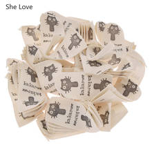 Chzimade 50Pcs/lot Cartoon Cat Woven Labels Washable Cloth Labels Tags For Garment  DIY Sewing Accessories 2024 - buy cheap