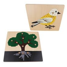 2-pacote criança de madeira montessori peg quebra-cabeça brinquedo educacional presente-árvore & pássaro 2024 - compre barato