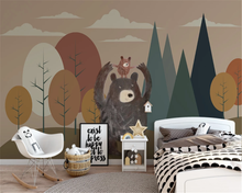 Papel tapiz personalizado, foto geométrica abstracta, oso de bosque, personalidad, mural de decoración para sala de estar para niños, papel tapiz 3d 2024 - compra barato