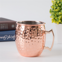 550ml de aço inoxidável moscou mule caneca martelada copo de cerveja de cobre 18 onças rosa ouro copo de café cocktail drinkware vidro para a barra 2024 - compre barato