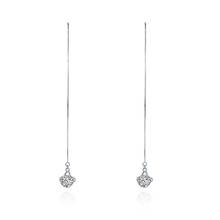 SILVERHOO 925 Sterling Silver Long Tassel Flower Shape Drop Earring Clear Round 5A Cubic Zirconia Earrings Women Fine Jewelry 2024 - buy cheap