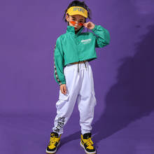 Hip Hop Dance Costumes For Girls Suit Green Long Sleeve coat Jazz Clothing Street Dance Children Green Stage Costume 2024 - buy cheap