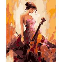 GATYZTORY Frame Music Girl DIY Painting By Numbers Figure painting Wall Art Canvas Painting Christmas Gift For Home Wall Decor 2024 - buy cheap