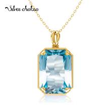 Pingente verdadeiro ouro 14k para mulheres, pingentes de prata esterlina 925, colares, pedra de aniversário, aquamarine, joias finas, presentes de casamento 2024 - compre barato