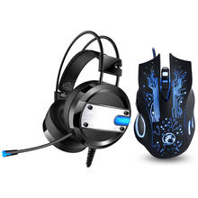 2022 Cool LED Backlight Gaming Headphones Deep Bass Comfortable Computer Game Headset+5000DPI Pro Gaming Mouse Mice 2024 - buy cheap