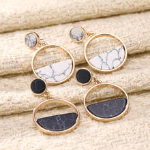Brincos elegantes de pinheiro preto para mulheres, círculo de pendurar geométrico redondo, joias de personalidade a327 2024 - compre barato