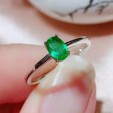 CoLife-anillo de compromiso de Esmeralda Natural para boda, joyería de plata 925, 4mm x 6mm 2024 - compra barato