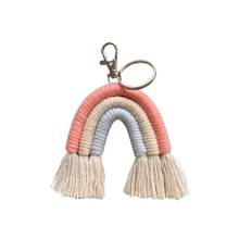 Chaveiro arco-íris de tecelagem p31b, porta-chaves estilo boho, para pendurar no carro, bolsa em macrame 2024 - compre barato