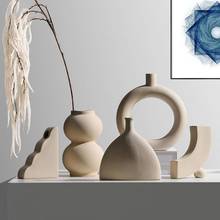 Nordic Ceramic Vase Home Decoration Decoration White Vegetarian Ceramic Flower Pot Art Vase Home Decoration Craft Gift 2024 - buy cheap