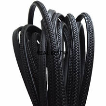 Cordón de cuero plano para fabricación de pulseras y collares, cuerda trenzada de cuero ancho negro para joyería, 2 m/lote de aproximadamente 8*5mm 2024 - compra barato