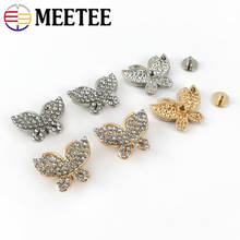 Meetee 4/10 pçs metal strass rebites fivela parafuso unha sapatos fivelas diy diamante arco parafusos decoração fecho rebites gancho acessório 2024 - compre barato