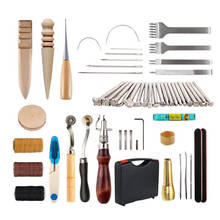 Kit de herramientas de artesanía de cuero profesional, herramientas para coser a mano materiales para tallado, conjunto de Groover de sillín, accesorios DIY 59 unids/set 2024 - compra barato