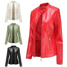 Женская кожаная куртка из искусственной кожи, облегающая мотоциклетная куртка в стиле панк на осень 2024 - купить недорого