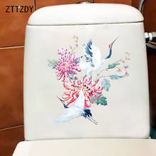 ZTTZDY-pegatinas de pared de grúa voladora de flores clásicas, calcomanías creativas para inodoro, decoración del hogar, T2-1133, 21,5 × 22,9 CM 2024 - compra barato