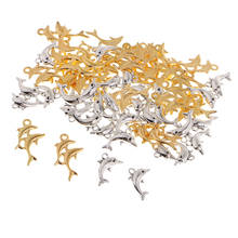 60 Pieces (Silver gold color Tone Mixed) Cute Dolphin Charms Pendants Women DIY Jewelry Making Accessories 2024 - buy cheap