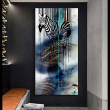 Pintura al óleo de animales de cebras abstractas sobre lienzo, carteles nórdicos e impresiones en HD, imágenes artísticas de pared para decoración del hogar y sala de estar 2024 - compra barato