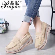 Spring Autumn Women Flats Platform Loafers Ladies Work Genuine Leather Comfort Soft Moccasins Nursing Slip On Casual Shoes 2024 - buy cheap