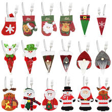 Christmas Decoration Santa Claus Elk Snowman Tableware Holder Bag Fork Knife Pocket Cover Cutlery Xmas Party New Year 2022 Decor 2024 - buy cheap