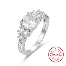 Lujosa joyería elegante con piedra blanca, anillo de boda para hombres y mujeres, anillo de compromiso de Plata de Ley 925 Anel Aneis, tamaño 5-10 2024 - compra barato