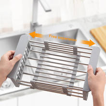 Kitchen Dish Drying Rack Over Sink Expandable Stainless Steel Dish Rack/Drainer Adjustable Vegetable Fruit Drain Basket For Sink 2024 - buy cheap