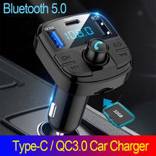 JINSERTA 2021 New Type-c FM Transimtter Car Bluetooth 5.0 MP3 Player QC3.0 Dual USB Charger TF USB Pendrive Music Player 2024 - buy cheap