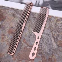 Pente de cabelo profissional, 2 peças, metal, aço, cabeleireiro, corte de cabelo, escova, ferramentas de estilo, metal, aço inox, rosa, dourado 2024 - compre barato