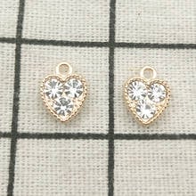 10pcs crystal heart charm jewelry accessories earring pendant bracelet necklace charms zinc alloy diy finding 9x11mm 2024 - buy cheap