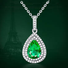 Pequena esmeralda pedra preciosa pingente colares para mulher branco ouro prata cor verde cristal zircon diamantes corrente gargantilha jóias 2024 - compre barato