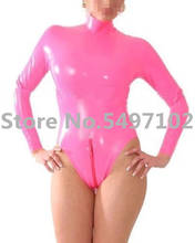 Handmade  Women's Pink Fetish Latex Swimsuit Latex Bodysuit Club Wear Rubber Leotard Catsuit 2024 - buy cheap