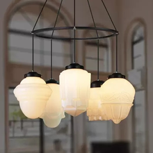 Art Deco suspension lamp dinning room vintage milk glass pendant lamp white glass pendant light Nordic lighting hotel restaurant 2024 - buy cheap