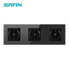 SRAN Wall Crystal Glass Panel Multi Way Power Socket Plug Grounded 16A EU Double, triple, quadruple Socket strip socket 2024 - buy cheap